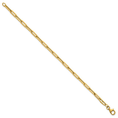 14K Gelbgold Poliert 4mm Büroklammer Glieder 7.5 Zoll Armband