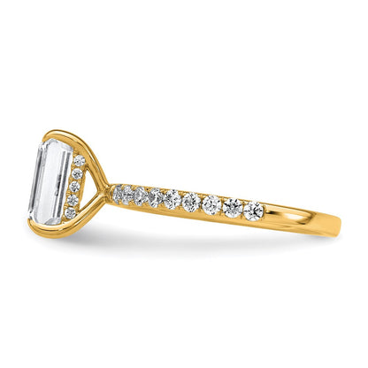 14K Gelbgold 2 3/8K zertifizierter im Labor gezüchteter Diamant VS+ F+ Emerald-Schliff kompletter Solitär mit Flair Verlobungsring