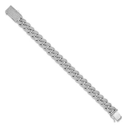 Sterlingsilber Rhodiniert Zirkonia Panzer Gliederarmband