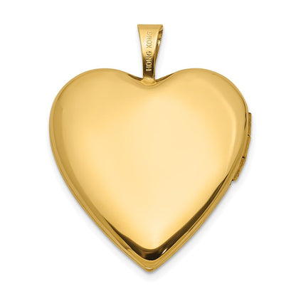 14K Gelbgold Poliert Diamant Scrolled 20mm Herz Medaillon