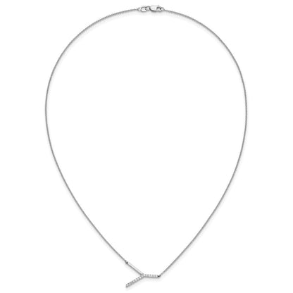 14K Weißgold Seitlich Diamant Initiale Y 18 Zoll Halskette