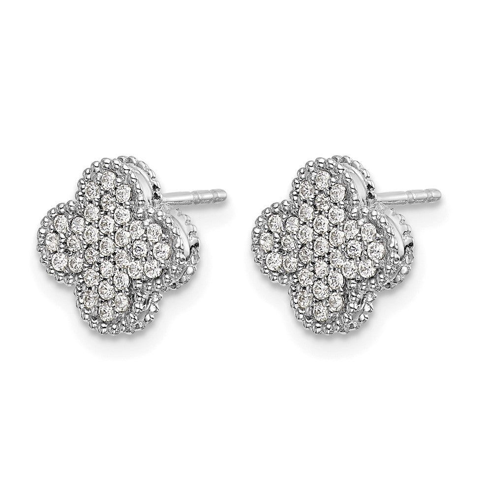 14K Weißgold Ohrstecker mit Kleeblatt-Design und 0,33K Diamanten in Pavé-Fassung