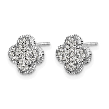 14K Weißgold Ohrstecker mit Kleeblatt-Design und 0,33K Diamanten in Pavé-Fassung
