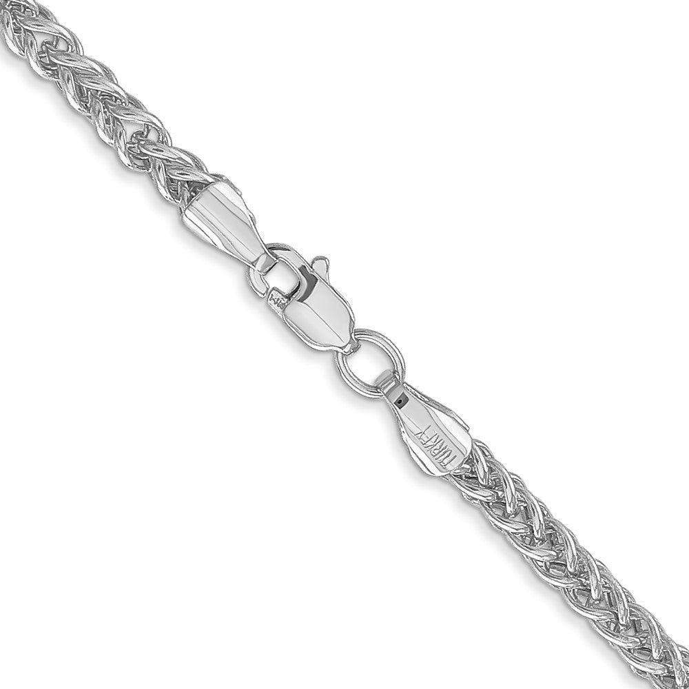 14K Weißgold 2.6mm Halbmassiv 3-wire Weizen Halskette