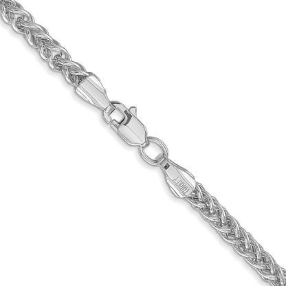 14K Weißgold 2.6mm Halbmassiv 3-wire Weizen Halskette