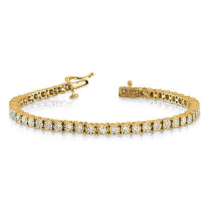 14K Gelbgold Komplett 2 Karat Diamant Illusion Setting 7 Zoll Tennis Armband