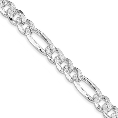 Sterlingsilber Rhodiniert 9.5mm Pavé‚ Flach Figaro Halskette