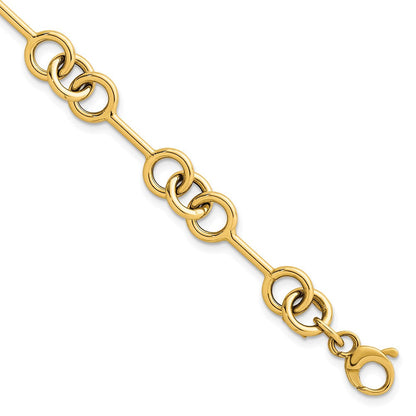 14K Gelbgold Poliert 8.4mm Fantasieglieder Gliederarmband