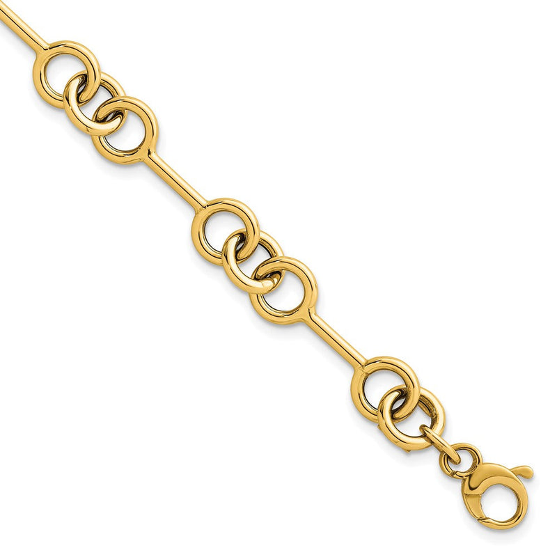 14K Gelbgold Poliert 8.4mm Fantasieglieder Gliederarmband