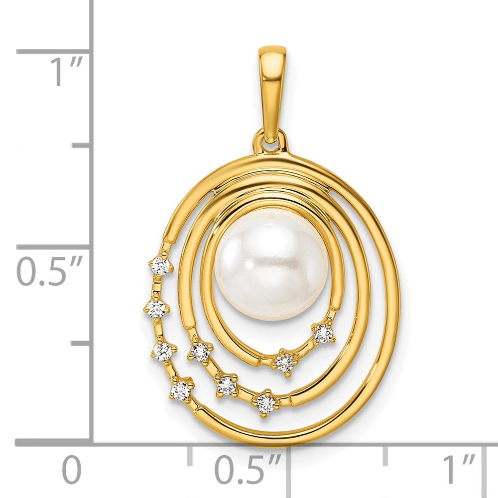 14K Gelbgold Anhänger, poliert, mit ovalen Zuchtperlen und 0,067 ct. Diamanten