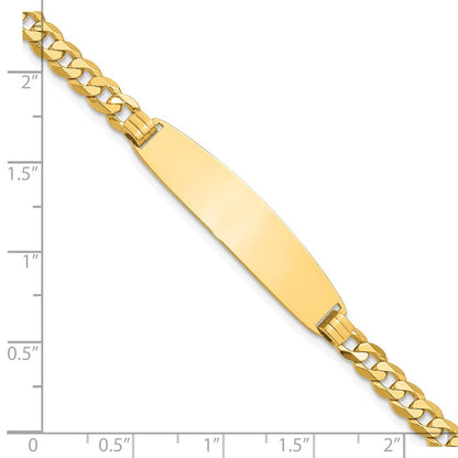 14K Gelbgold Poliert Massiv Kette/solid Platte Panzer Glieder Abgerundet 35x8.5mm Platte 8 Zoll Id Armband