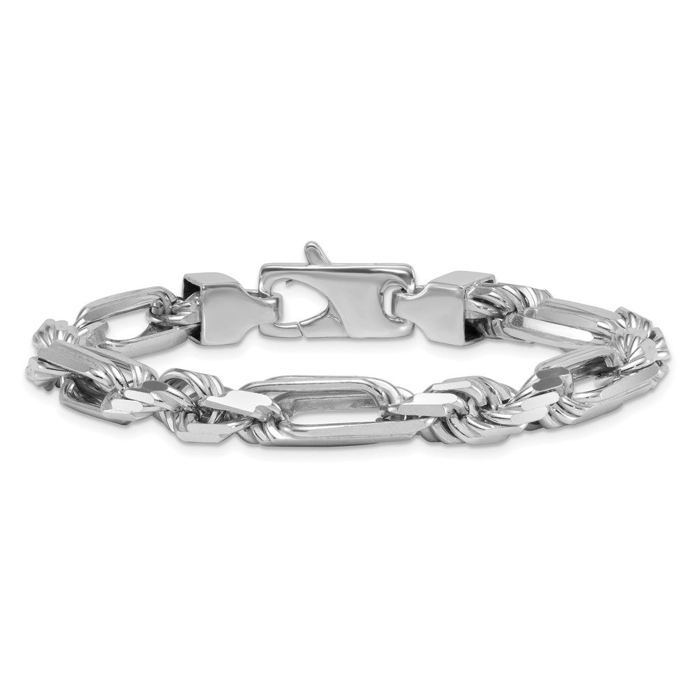Sterlingsilber Rhodiniert Poliert 8.00mm Figaro Kordel Kette 8 Zoll Armband