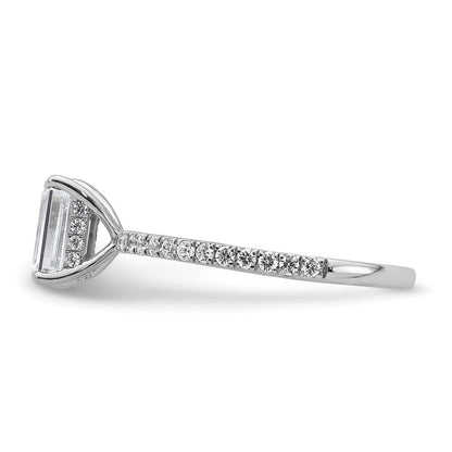 14K Weißgold 1,375 Karat zertifizierter im Labor gezüchteter Diamant VS+ F+ Smaragd komplettes Solitär mit Schwung Verlobungsring