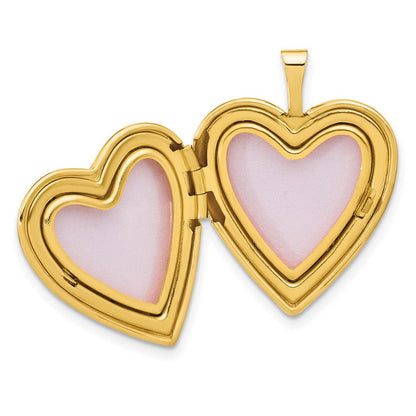 14K Gelbgold Satiniert und Poliert Engel Flügel 20mm Herz Medaillon