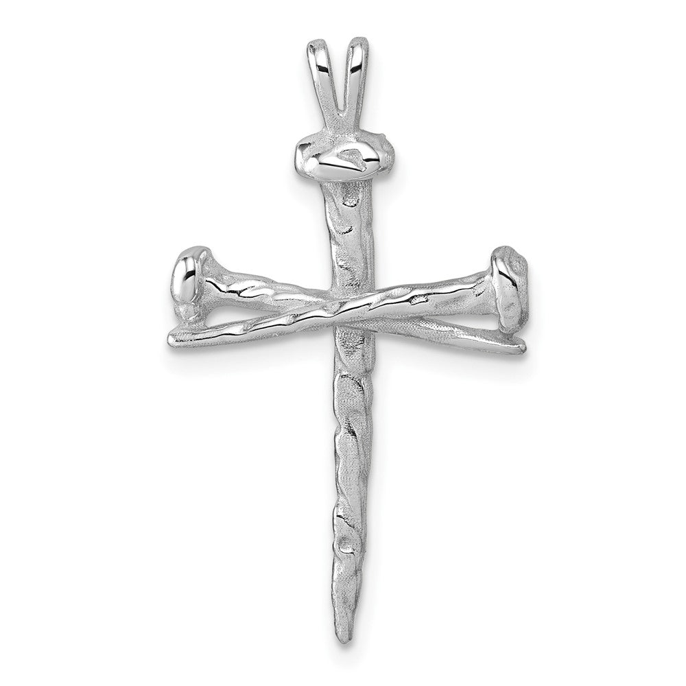 14K Weißgold Nagel-Kreuz-Charm