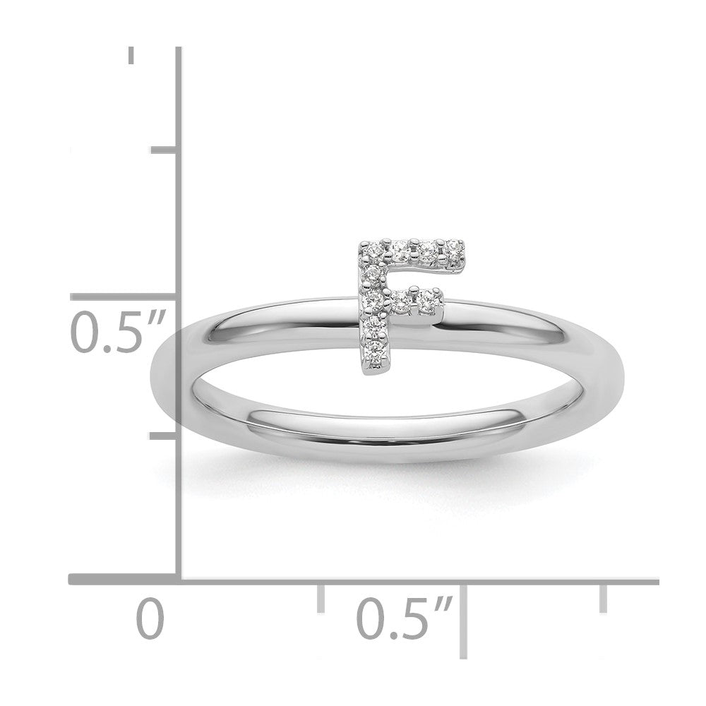 14K Weißgold Stapelbar Diamant Initiale F Größe 7 Ring