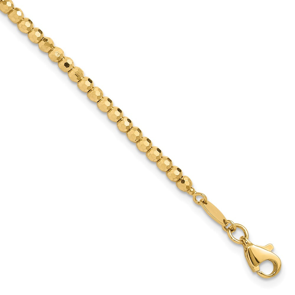 14K Gelbgold Poliert und Diamantiert Gekugelt 7.25 Zoll Armband