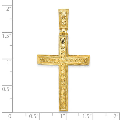 14K Gelbgold Anhänger, poliert, diamantgeschliffen, ausgefallenes lateinisches Kreuz