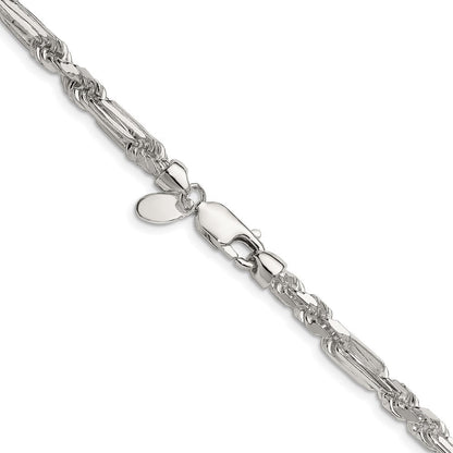 Sterlingsilber 4.75mm Diamantiert Figarope 26 Zoll Kette