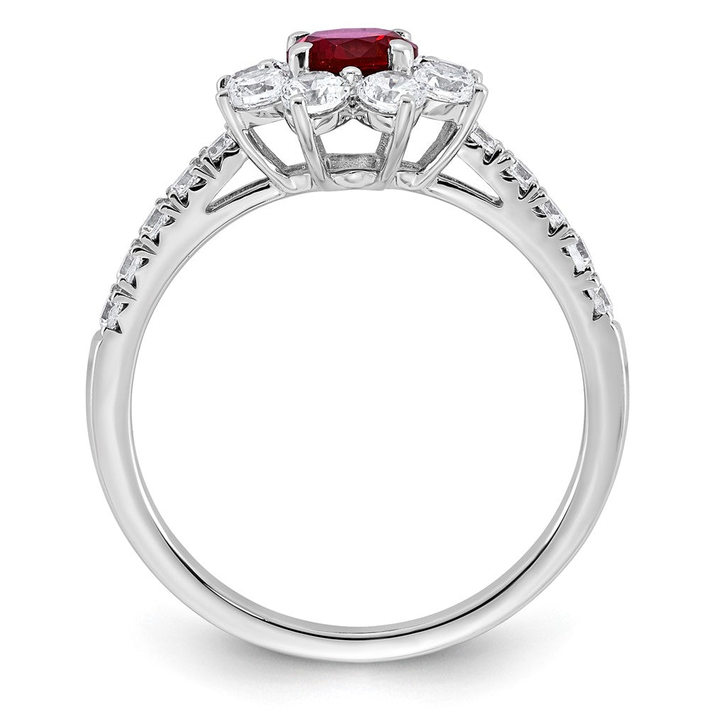 14K Weißgold Vs/si G+ Im Labor Gezüchtet Diamant und Aaa Qualität Echt Rubin Ring