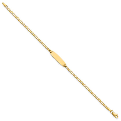 14K Gelbgold Poliert Massiv Kette/solid Platte Figaro Glieder 19.5x5.5mm Platte 8 Zoll Id Armband