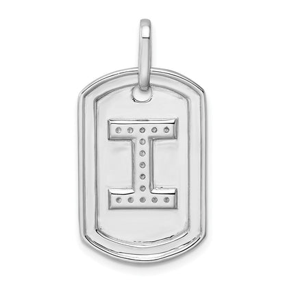 14K Weißgold Diamant-Initial-„I“-Dog-Tag-Charm