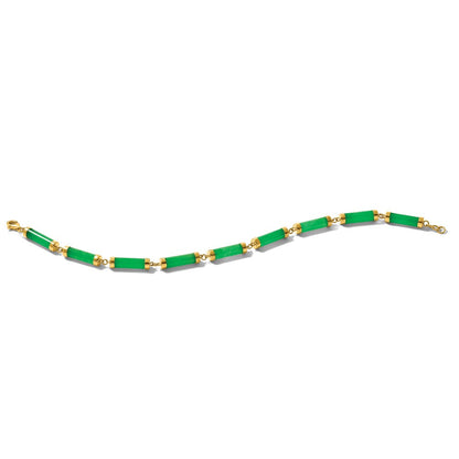 14K Gelbgold Poliert 4.0mm Jade Bars 7 Zoll Armband