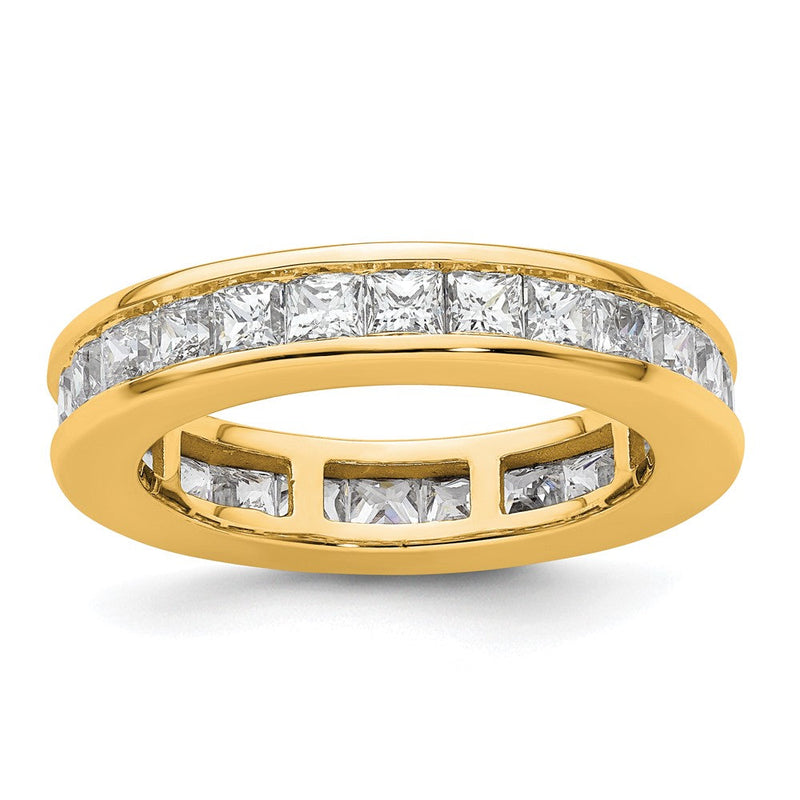 14K Gelbgold Poliert Größe 8.5 Kanalfassung-set 3 Karat Princess Diamant Komplett Memoire Ehering Ring