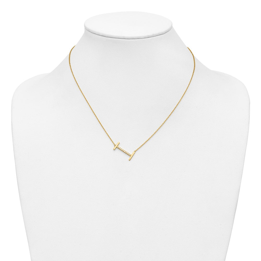 14K Gelbgold Seitlich Diamant Initiale I 18 Zoll Halskette