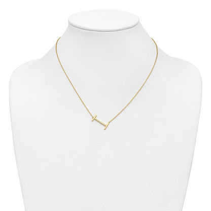 14K Gelbgold Seitlich Diamant Initiale I 18 Zoll Halskette