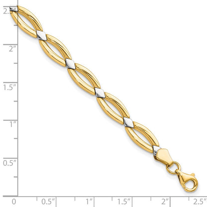 10K Gelbgold mit Rhodium Fantasieglieder Gliederarmband