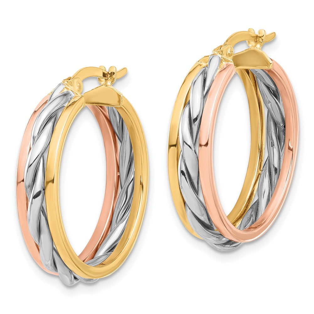 14K Tricolor Gold Tricolor Poliert Creolen