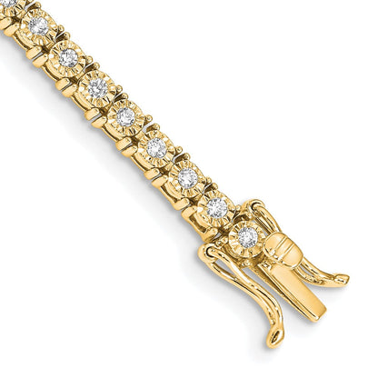 14K Gelbgold Komplett 1 Karat Diamant Illusion Setting 7 Zoll Tennis Armband