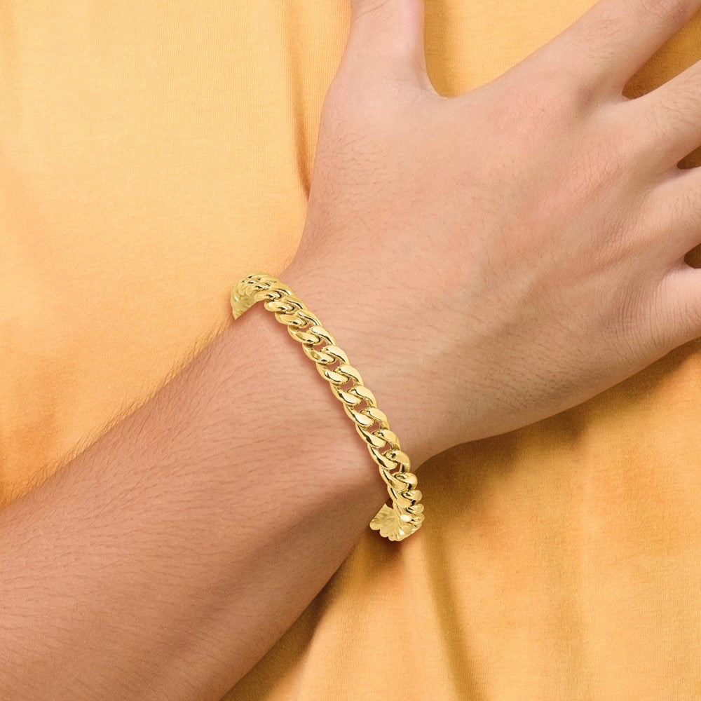 14K Gelbgold Poliert 8.9mm Panzer Glieder 9 Zoll Herren Armband