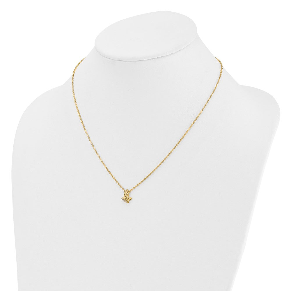 14K Gelbgold Poliert und Gehämmert 1/20 Karat Diamant Schmetterling 18 Zoll Halskette