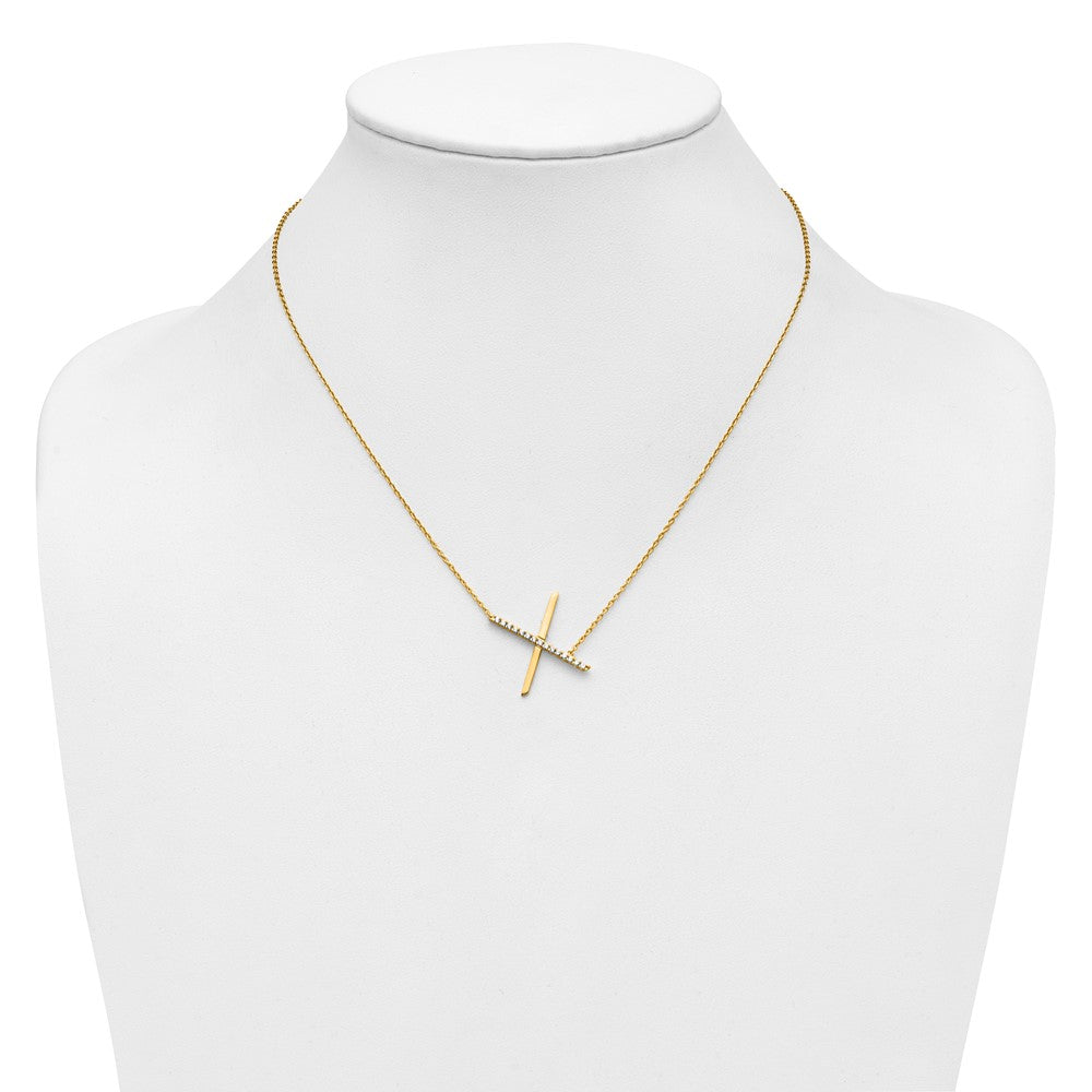 14K Gelbgold Seitlich Diamant Initiale X 18 Zoll Halskette