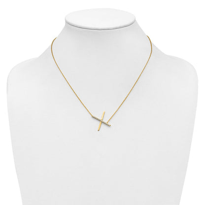 14K Gelbgold Seitlich Diamant Initiale X 18 Zoll Halskette