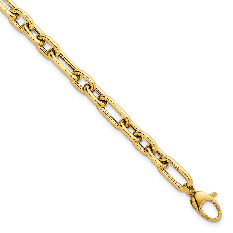 14K Gelbgold Poliert 5.8mm Leicht Fantasie Offen Glieder Gliederarmband Plus Verlängerung