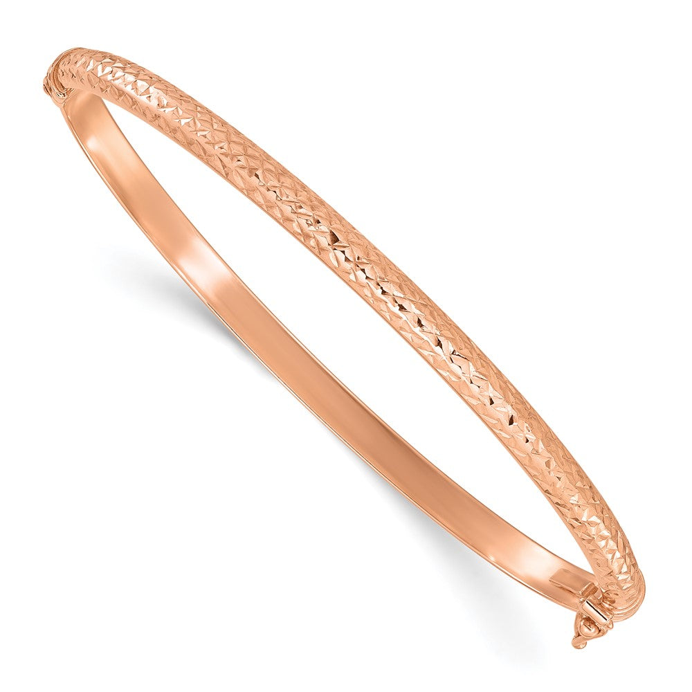 14K Roségold Poliert Diamantiert 4.00mm Klappbar Oval Armreif Armband