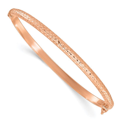 14K Roségold Poliert Diamantiert 4.00mm Klappbar Oval Armreif Armband
