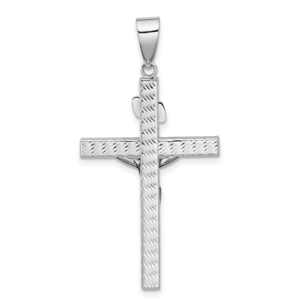 14K Bicolor Gold Kruzifix-Anhänger, poliert und diamantiert