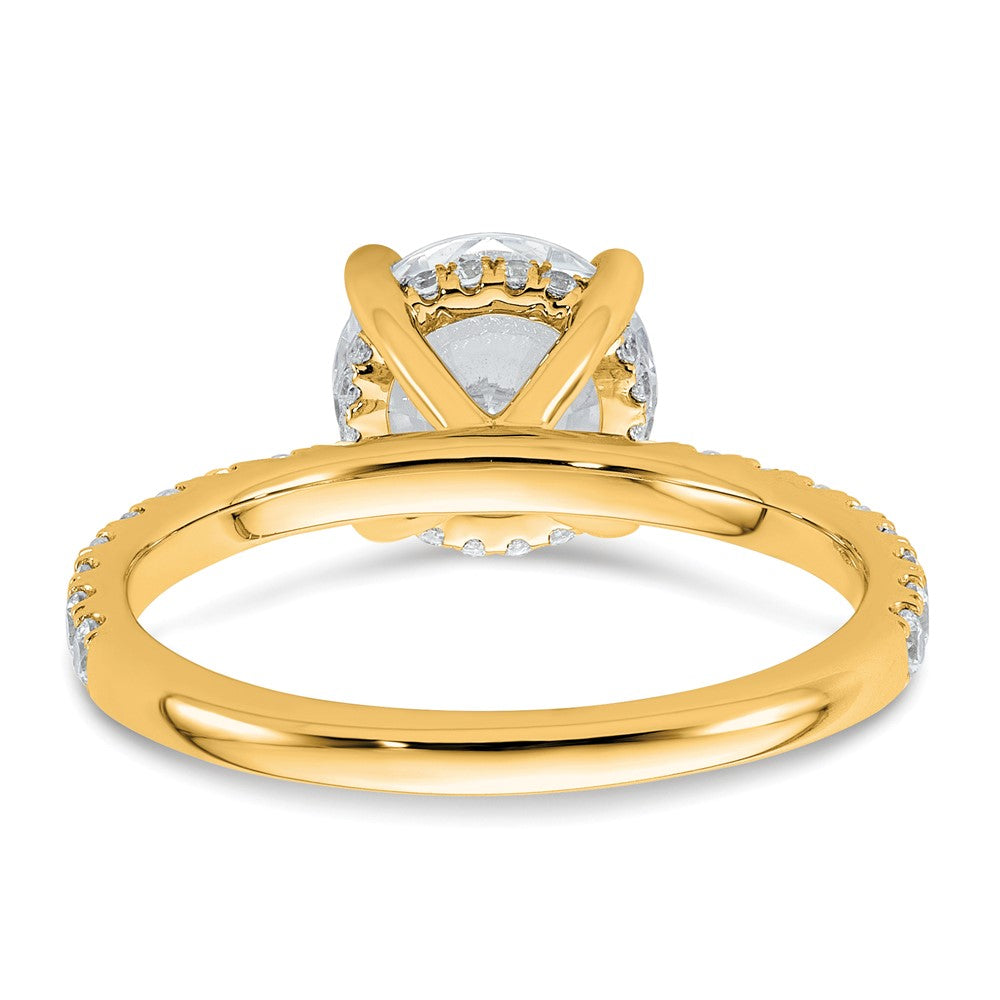 14K Gelbgold Verlobungsring mit 2,375 ct. zertifiziertem, im Labor gezüchtetem Diamant VS/SI+ G+, Rund, Komplett-Solitär mit Flair