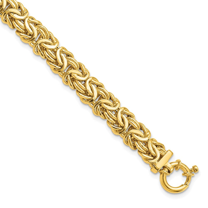 14K Gelbgold Poliert Fantasieglieder 7.5 Zoll Armband
