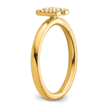 14K Gelbgold Stapelbar Diamant Initiale W Größe 7 Ring