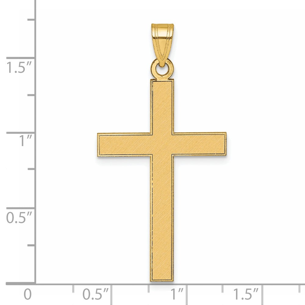 14K Gelbgold Florentinisch Satiniert Kreuz Anhänger