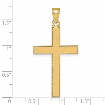 14K Gelbgold Florentinisch Satiniert Kreuz Anhänger