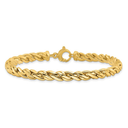 14K Gelbgold Poliert 6.00mm Fantasie Gedreht 8 Zoll Armband