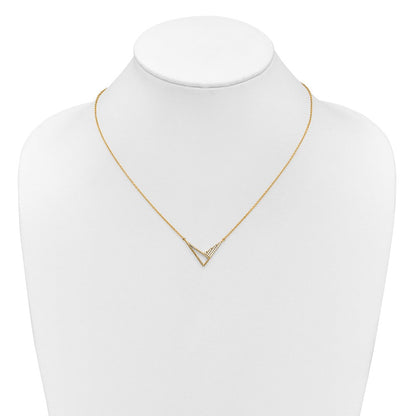 14K Gelbgold Poliert 1/10 Karat Diamant Geometric Triangles 18 Zoll Mode Halskette