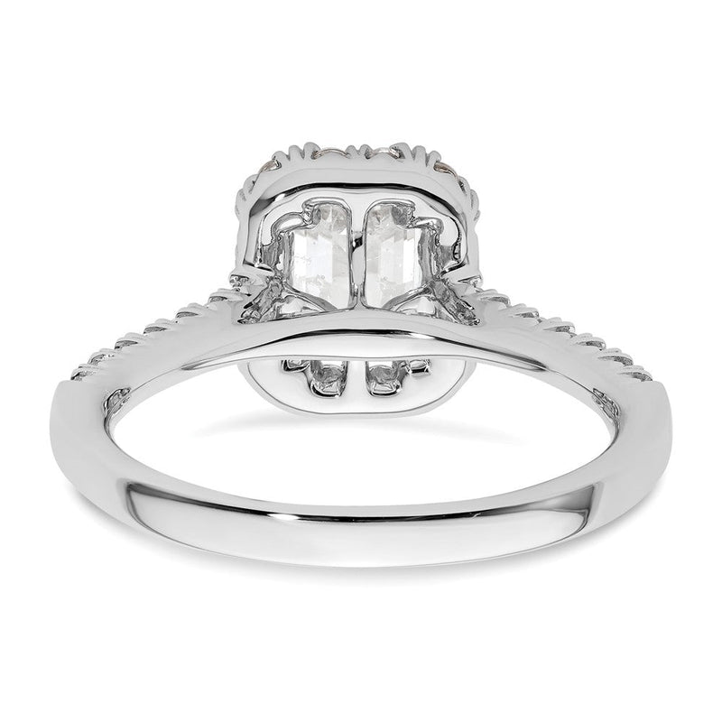 14K Weißgold Heiligenschein (holds 1.25 Karat (6.8x5.2mm) Smaragd-cut Mittig) 1/2 Karat Diamant Halbfassung Verlobungsring