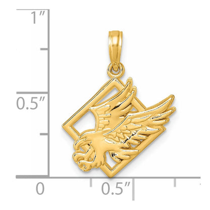 14K Gelbgold Polierter Adler-in-Quadrat-Anhänger